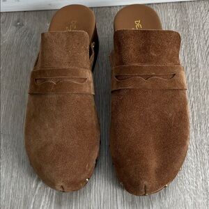 Women's Brown Suede Clogs Made in Italy